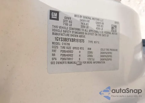 2011 Cadillac Escalade Luxury из США, поврежденный, VIN 1GYS3BEFXBR161876